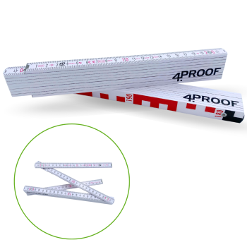 Preview: Holzglieder-Maßstab 4proof 1407 GEO weiß - 2 mtr